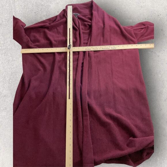 Eileen Fisher 100% Cashmere Cardigan L Burgundy Red Open Front Luxe Sweater - Picture 5 of 10